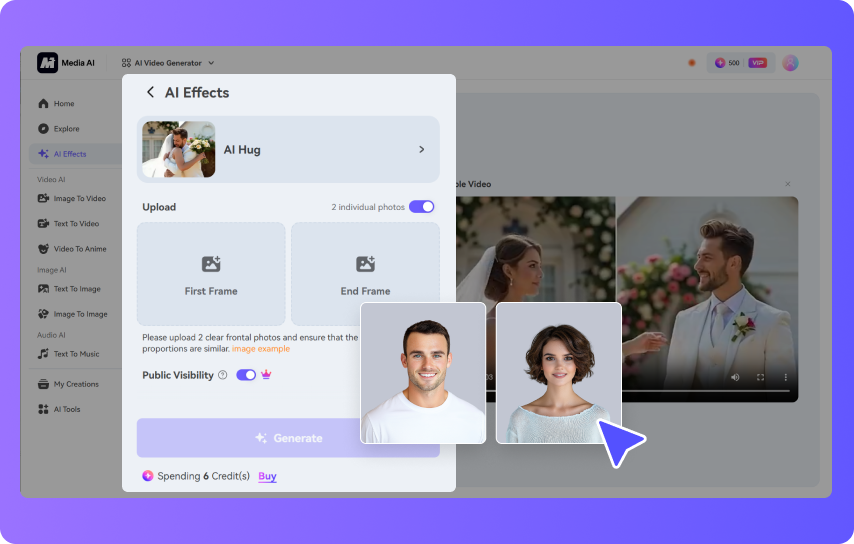 add two front facing photos