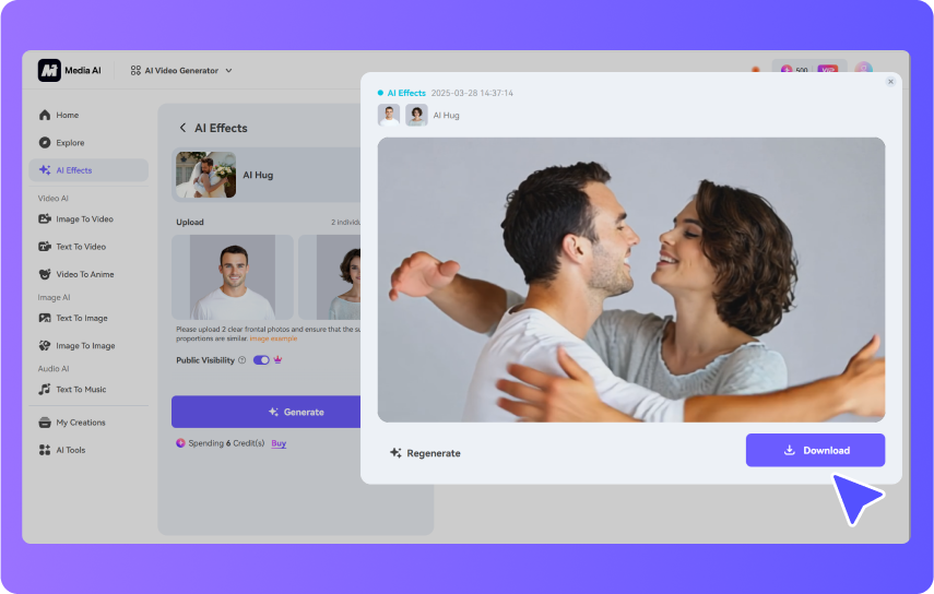 preview and download hugging video